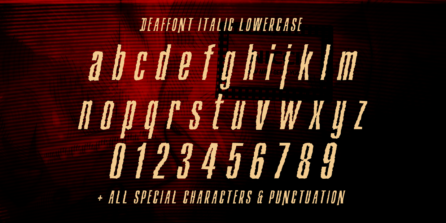 Przykład czcionki Deaffont Italic